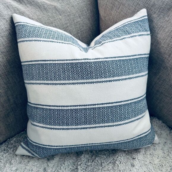 Ralph Lauren Large Modern Organic Stripe Textured Throw Pillow - Picture 1 of 2